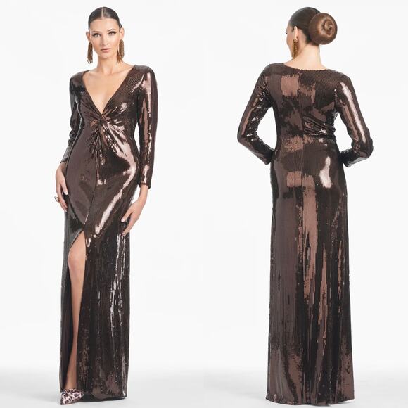 NWT‎ Sachin + Babi Sequin Talulla Gown in Espresso Size 14